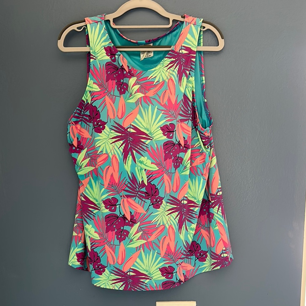 Land’s End Tropical Floral High Neck Tankini Top